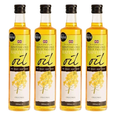 肯特 冷壓菜籽油 含豐富維生素E Omega 3 6 9 小量生產 純淨天然 高煙點 烹飪時不易變質, 500ml, 4瓶