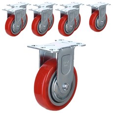 T-REX CASTER 固定腳輪 聚氨酯 紅色, 8個