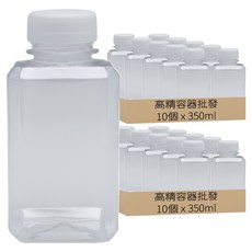 高精容器批發 Pet八角瓶 白色, 2套, 350ml, 10個裝