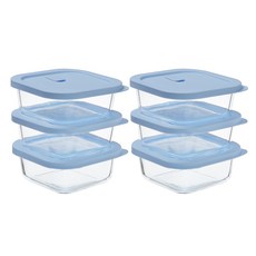 comet Home Daily 耐熱玻璃微波爐方形飯盒 520ml, 透明, 6個