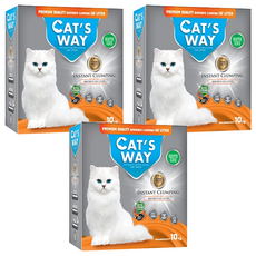 CAT'S WAY 貓趣味 天然礦物貓砂 超低粉塵 瞬間凝結 鎖住異味 10kg, 無香, 3盒