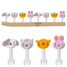 TORUNE 可愛動物造型食物叉, 1組, 8入