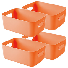 小麥購物 莫蘭迪色可提式收納盒 L1032, 橙色, 4個