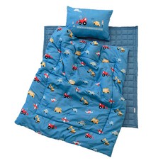 izari 孩童四季款鋪棉枕頭+枕套+薄墊+午睡被4件組, 車子款