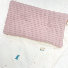 바미블랑 유아용 반전매력 낮은베개 + 블랭킷 세트, 인디핑크(낮은베개), 디노디노(블랭킷)