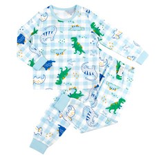 메이키즈 남아용 체크인디노 9부 30수싱글 상하의 세트