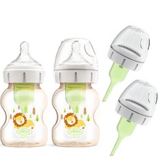 닥터브라운 옵션스 플러스 데코 와이드넥 PPSU 젖병 2p + 통기시스템 2p, 브라운, 150ml, 1세트