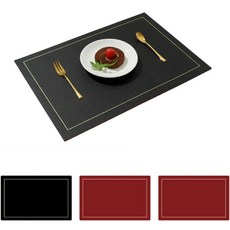 Brivew Rector PU 雙面餐墊 4入組, 黑色, 紅色, 43 x 30 cm