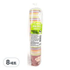 이지앤 동물 종이컵 184ml, 50개, 8세트
