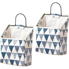 壁掛式收納袋 2入, 藍色三角形