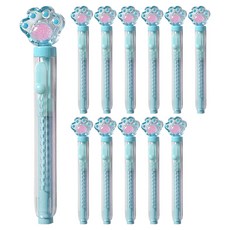 투영디자인 푸쉬 슬라이드 냥이 지우개, 블루, 12개
