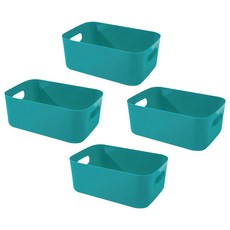 小麥購物 莫蘭迪色可提式收納盒 小 L1032, 4個, 綠色