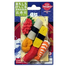 Iwako 造型橡皮擦 生魚片壽司 包裝長15x寬9.3cm 適用年齡: 3歲以上, 生魚片壽司 綜合色, 1組