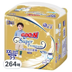GOO.N 大王 頂級黏貼型紙尿褲 男女通用, 264張, 加大碼(2XL)
