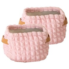 沐慕家居 泡芙格可折疊收納籃 櫻花粉 2個, 20 x 15 x 15cm