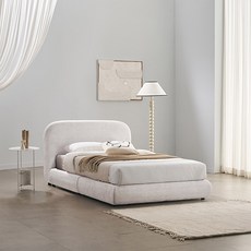 SAF New 머쉬룸 조야원단 패브릭 침대 프레임 + 스탠다드 매트리스 세트 방문설치, 미색(프레임), 베이지(매트리스)