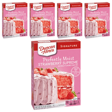 Duncanhines 草莓風味蛋糕粉，完美濕潤，草莓至尊，天然風味蛋糕粉, 432g, 5盒