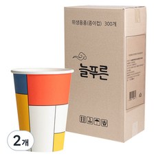 늘푸른 패턴 인쇄 종이컵 380ml, 2개, 300개입