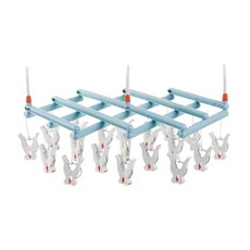 小麥購物 秒收曬衣架 C337 425g 19夾, 1個, 天青藍