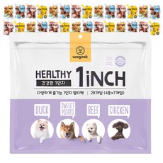 와그작 강아지 건강한 1인치 멀티팩 간식 28개입, 혼합맛(닭고기랑 야채/오리랑 야채/소고기랑 야채/고구마랑 야채), 560g, 1세트