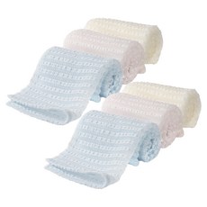 COCOSTORY 去角質沐浴巾, 天藍色 + 淡粉色 + 象牙白, 2套