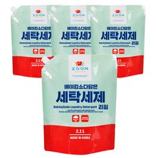 줌 베이직 베이킹소다 담은 액체 세탁세제, 2.1L, 4개