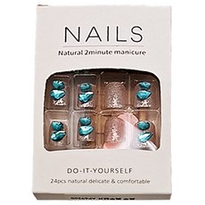 Paula's Nail 寶拉美甲 星月蝴蝶寶石美甲貼片 AP69200, 快速打造閃耀指尖, 1入, 冰藍人魚眼淚/短款