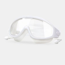 엘쏘 귀마개 일체 고글 물안경 바다 수영장 수경, 화이트 + 투명, 1개