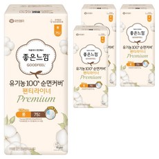 GOODFEEL 有機純棉表層優質護墊, 加長, 75入, 4個