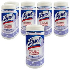 Lysol 來舒 抽取式抗菌濕巾 清晨微風, 80張, 6盒