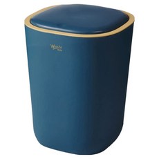 彈蓋壓圈垃圾桶, 輕壓彈蓋, 防水防異味, 輕易固定垃圾袋, 05.箭頭款藍, 27.5 x 22cm