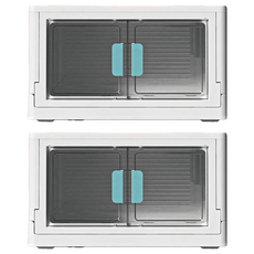 可摺疊大容量收納箱 對開雙門 藍色, 2個