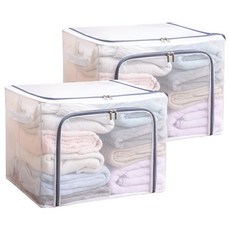 樂邦 雙開口PVC鋼架收納箱 80L 藏灰色 可疊加 衣物棉被收納, 50 x 40 x 40cm, 2個