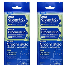 Hoppi Alcosm 寵物專用濕紙巾迷你包, 母菊花 蘆薈植物提取 EDI純水7次淨化, 8包, 2袋