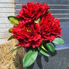 Gomji 人造花 室內裝飾 掃墓 牡丹, 紅色, 1個