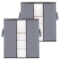 FANCY LIFE 棉被衣物收納袋 直式收納 灰色 60X37X47, 2個