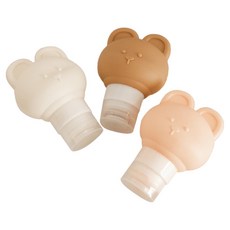 沐慕家居 旅行擠壓分裝瓶 Set 3個 小熊頭 混合色, 1件