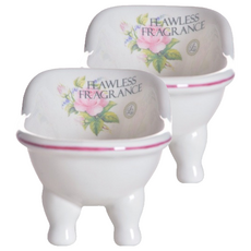 陶瓷法式花卉浴室肥皂架, 2個, 粉色花卉