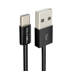 Type-A To C 編織充電線 PW15-W45-M952, 0.5m, 黑色, 1條