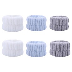 쿠캐치 손목 물 흐름방지 부드러운 손목 세안밴드, 6개, 블루, 그레이, 화이트