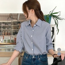 afinar 女款寬鬆條紋基本款襯衫