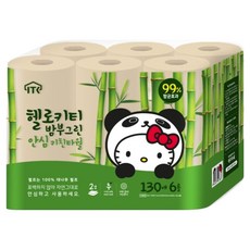헬로키티 밤부그린 안심 키친타올, 130매, 6개