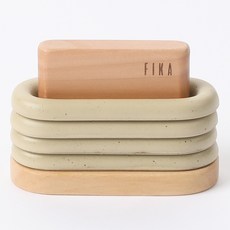 nEOFLam FIKA 陶瓷餐具架 4件 + 木質收納架套組, 1套, 沙米色