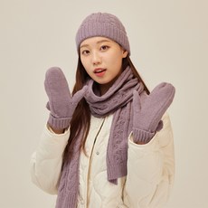위브 가을 겨울 니트 방한비니 + 목도리 + 장갑 3종 세트 WVA221007