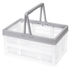 日本 OKAZAKI 折疊式手提收納提籃 露營野餐籃 摺疊籃 3kg, 白色, 1個