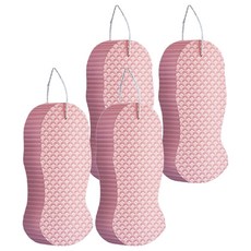 Wonine 柔軟清潔搓澡海綿, 粉紅色, 1入, 4個