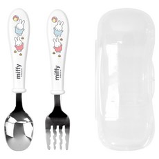 kitchen U 米菲便利不鏽鋼3件組, 1套, 湯匙 + 叉子 + 餐具盒, 混合色