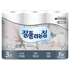 잘풀리는집 뉴 오리진 클래식 화장지, 1개, 6개입
