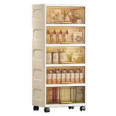 SC優選 加厚翻蓋式 可移動萬向輪 面寬50cm 五層抽屜收納櫃, 本白, 50cm