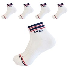PGA OF AMERICA 男士緩衝壓力短筒高爾夫襪, 白色, 5雙
